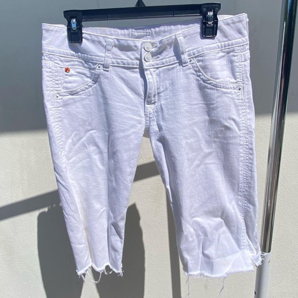 Y2K Hudson White Distressed Bermuda Shorts Size 29